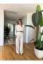 High Waist Flowy Palazzo Pants - Ecru - 2
