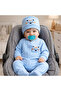 Cotton Corded Fabric Newborn Baby Rompers & Hat Set with Lion Figure