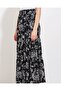 Women's Black Patterned Long Viscose Skirt 1898 - 4