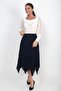 Women's Elastic Waist Lined Flock Print Patchwork Midi Skirt - 2