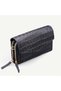 Uderra Women's Genuine Leather Black Crocodile Pattern Wallet Shoulder Bag - S1Kz0337 Black Crocodile Pattern Wallet