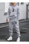 GRAY BASKETBALL-INSPIRED HOODED TOP AND BOTTOM TRACKSUIT SET