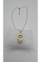 Stainless Steel Gold Color Eye Themed Zircon Stone Necklace