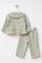 Bow Detail Peter Pan Collar Muslin 3-Piece Holiday Girl Baby Top and Bottom Set - 2