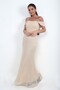 Women's Strapless Bustier Low Sleeve Lined Waistline Fishnet Fish Dress - 2