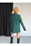 Women's Emerald Green Striped Lining Detailed Double Fabric Blazer Jacket - 2
