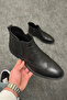 Black Boots Without Laces and with Zipper Leather Men's - 5