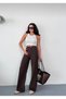 Women's Brown Wide-Leg D91 High-Waist Palazzo Women's Pants - 4