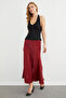 Elastic Waist Midi Length Satin Skirt - 5