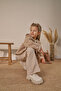 Bow Detailed Jacket, Comfortable Cut Pants, 3-Piece Holiday Set for Girls, Beige - 7
