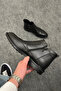 Black Boots Without Laces and with Zipper Leather Men's - 4