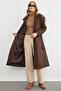 Long Trench Coat with Belted Sleeves and Shoulder Detail - 4