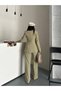 Women's 4-Button Jacket Trousers Set Khaki - 8