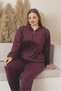 Plus Size Cherry Color Pocket Hooded Stretch Fabric Velvet Set