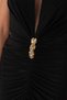 Women's Black Tight Fit Strapless Neck Shawl Detail Slit Long Evening Dress - 4