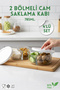 Set of 4 2-Compartment Glass Storage Containers - Storage Container with Lid and Dividers