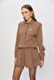 SS6114 Padded Shoulders Shirt Dress with Front Knot - 2