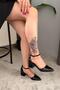 Women's Holy Black Patent Leather Short Thick Heeled Casual Comfortable Shoes - 2
