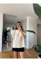 Qu Crew Neck Textured Basic T-Shirt - Ecru - 2
