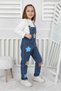 Girl's Slopet Children's Denim Overalls Floral Patterned Blue Slopet - 3