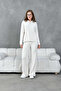 Women's Polo Neck Oversized Sweater Pants Knitwear Bottom-Top Set - 3