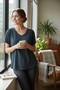 Women's Knitted Short Sleeve V-Neck T-Shirt
