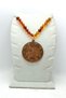 Amber Necklace with Praying Sealed Copper Medallion Pendant - 4