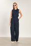 Women's Striped Palazzo Trousers - Navy Blue - 2