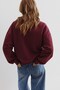 Women's Oversize Sweatshirt Perles D’Élégance Printed Burgundy – Crew Neck, 3 Thread Ribbed - 5