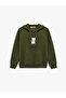 Fleece-Lined Long Sleeve Hooded Kangaroo Pocket Detailed Dog Printed Sweatshirt - 3
