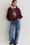 Women's Oversize Sweatshirt Perles D’Élégance Printed Burgundy – Crew Neck, 3 Thread Ribbed - 3