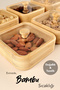 Set of 2 Bamboo Snack Bowls with Lids - Coffee Side Serving Bowl Presentation Bowl Breakfast Bamboo Bowl - 6