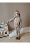 Girl's Cotton Sweatshirt Leggings Two-Piece Set Beige - 2