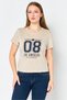 Women Crew Neck Short Sleeve Graphic Print T-Shirt, Stone Grey