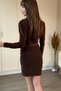 Degaje Yaka Shoulder Pad Mini Brown Dress with Detachable Belt - 5
