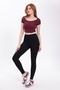 Women's Black High Waist Corded Fabric Inner Non-Show t Shaping / Sculpting Sports Leggings - 5