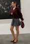 Burgundy Gray Double Zipper Women's Knitwear Cardigan Mg2532