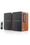 Speakers, Edifier, 2.0, RCA, Black/Brown