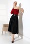 Long Lima Fabric Pleated Skirt/Hidden Slit Double Belt Buckles - 3