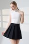 Pleated Shorts Skirt with Zipper Closure - 7