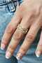 Zircon Stone Cross Crossed Gold Women's Ring (Adjustable Size) - 3