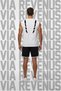 Jujutsu Kaisen Sukuna Tattoo Printed Black Sleeveless T-Shirt and Piped Jersey Fabric Sports Shorts Combination Set