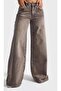 Women's Brown Washed Baggy Jeans Pants - 4