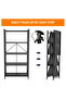 Folding Storage Shelves, 5-Tier Foldable Storage Shelf Unit Pantry Shelves with Wheels, Heavy Duty - 5