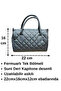 Women's Gray Quilted Mini Shoulder & Hand Bag – Zippered Single Compartment Adjustable Long Strap 22X16X12Cm - 7