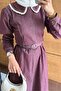 Collared Denim Dress Fuchsia - 5