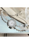 Silver Stone Wristwatch Elevator Cord Elegant Women's Accessory Imported - 3
