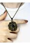 Natural Stone Onyx Natural Stone Round Authentic Women's Necklace with 45 cm Chain Euk48O