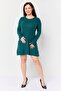 Women Textured Mini Dress, Green - 4