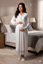 New Season Ecru Lace Buttoned Special Design 100% Cotton Maternity Nightgown - 2